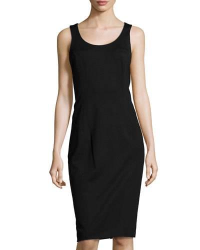 Corset-back Ponte Dress, Black