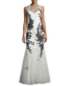 Sleeveless Illusion Lace Applique