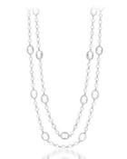 Long 14k White Gold & Topaz Layering Necklace,