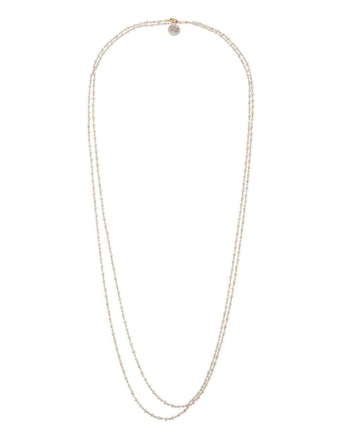 18k Rose Gold Extra-long Violet Pearl Necklace