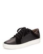 Anette Mixed-media Low-top Sneaker, Black/natural
