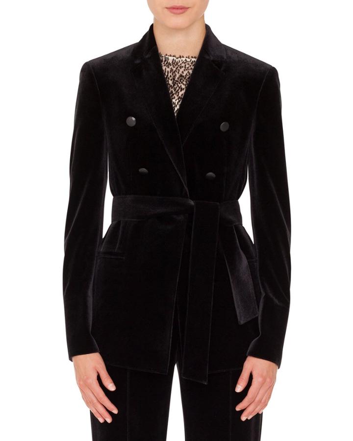 Silvana Double-breasted Velvet Jacket W/