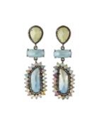 Multi-sapphire Dangle Earrings W/ Diamonds