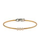 18k Rose Gold & Stainless Steel 3-diamond Cable Bracelet