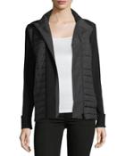 Quilted Zip-front Combo Cardigan