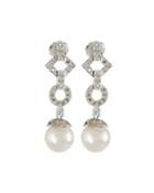 14k Pearl & Diamond Geo-drop Dangle Earrings
