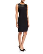 Santana Sleeveless Sheath Dress With Faux-leather Yoke