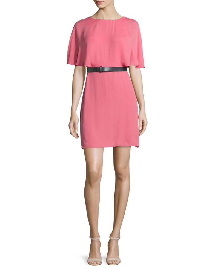 Short-sleeve Belted Caftan Dress,