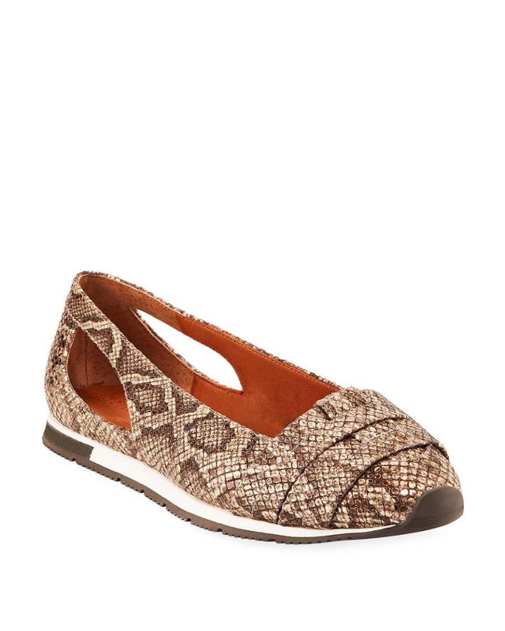 Luca Snake-print Leather Comfort Flats