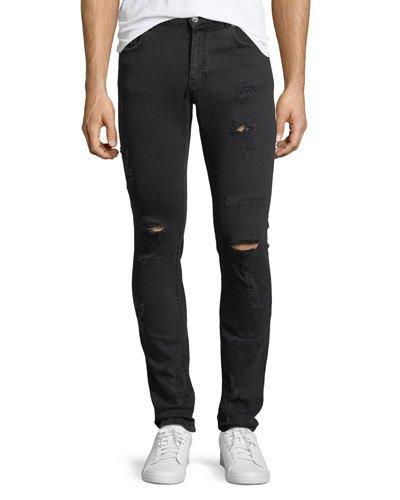 Versus Slim-leg Distressed Jeans