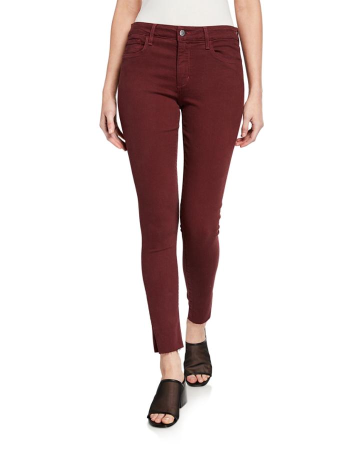 Twill Mid Rise Skinny Ankle Jeans