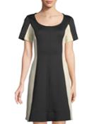 Colorblocked Scuba-knit A-line Dress