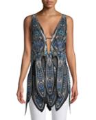 Feather-print Chain-trim