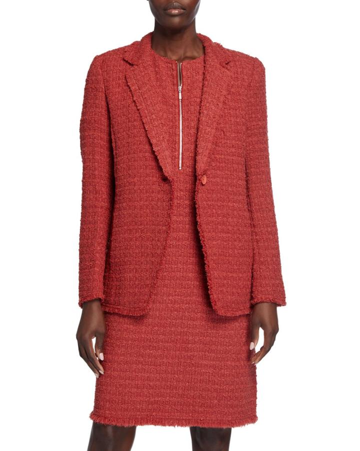 Carrie Textured One-button Blazer
