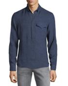 Leisure-fit Fine Pinstriped Linen