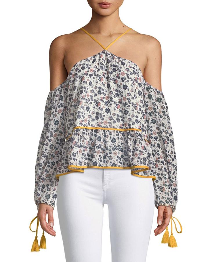 Syrah Off-the-shoulder Floral-print Blouse
