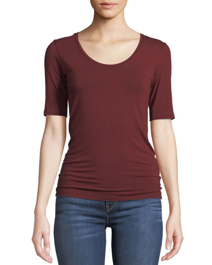 Scoop-neck Elbow-sleeve Tee