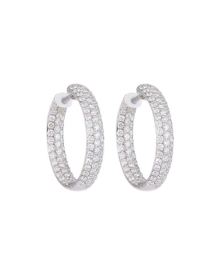 18k White Gold Inside-out Diamond Hoop Earrings