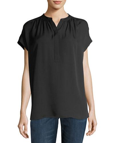 Shirred-neck Short-sleeve
