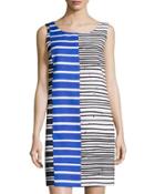 Drita Striped Sleeveless Shift Dress, Ink/multi