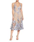 Audrey Floral-embroidered Spaghetti Strap Cocktail Dress