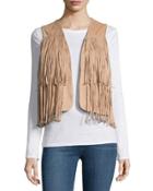 Sleeveless Suede Fringe Vest,