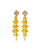 Linear Flower Drop Earrings, Yellow