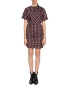 Oria Shirred Check-print Dress