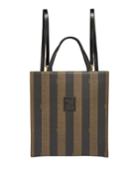 Striped Canvas Convertible Backpack Tote Bag