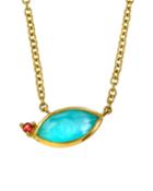 18k Prisma Angled Marquise-stone Necklace In Amazonite Triplet