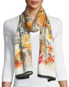 Illustrated Floral-print Oblong