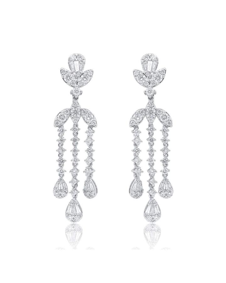 18k White Gold Mixed-cut Diamond Chandelier Earrings