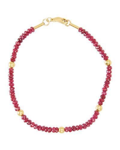 Beaded Yellow Gold & Ruby Bracelet
