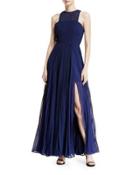 Valerie Pleated High-neck Gown