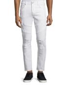 Geno Distressed Moto Jeans, Optic White