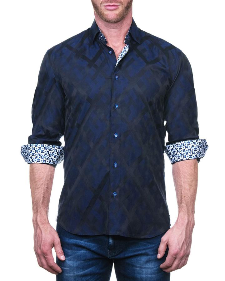 Men's Fibonacci Shaped Sport Shirt - Cross Blue