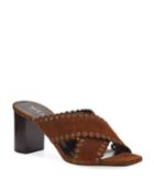 Loulou Suede Slide Sandals With Eyelets