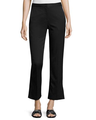 Straight-leg Stretch-wool Ankle Pants, Black