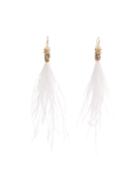 Feather Tassel Drop Earrings, White