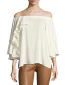 Off-the-shoulder Ruffled Silk Georgette Blouse