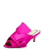 Pleated Satin Slide Mule Sandal, Hot Pink