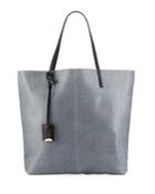 Leather Medium Tote Bag, Blue
