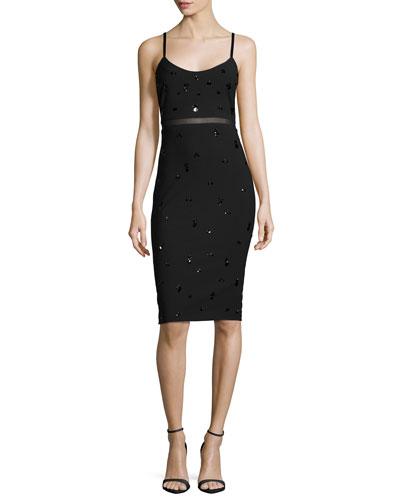 Bianca Embellished Fitted Dress, Black