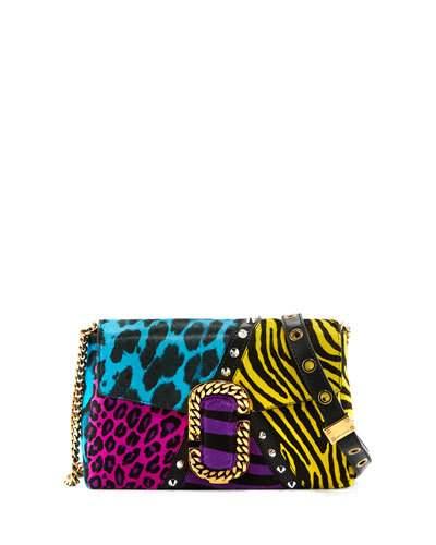 St. Marc Punk Calf Hair Clutch Bag, Black/multi