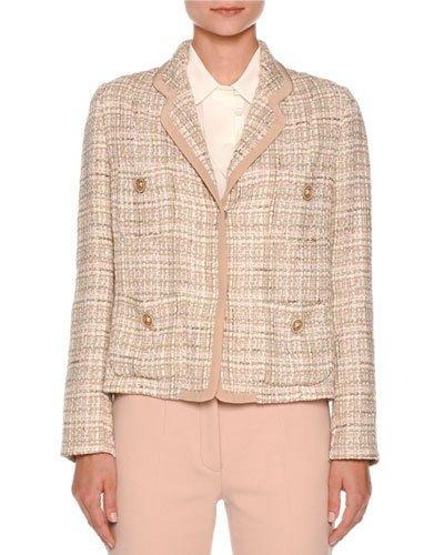 Tweed Four-pocket Jacket, Taupe