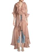 Tamarindo Long Ruffled Organza Top