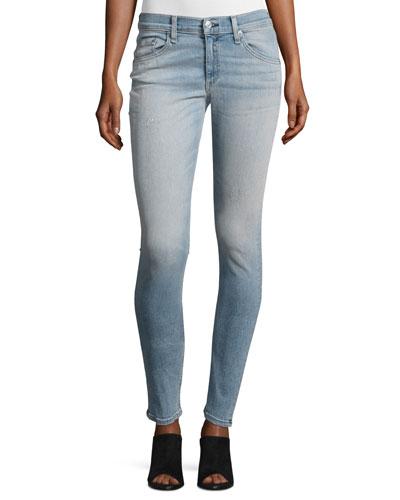 Distressed Faded Denim Capris Jeans, Hanover