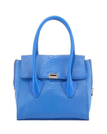 Pour La Victoire Morandi Washed Snake-embossed Tote Bag, Cobalt