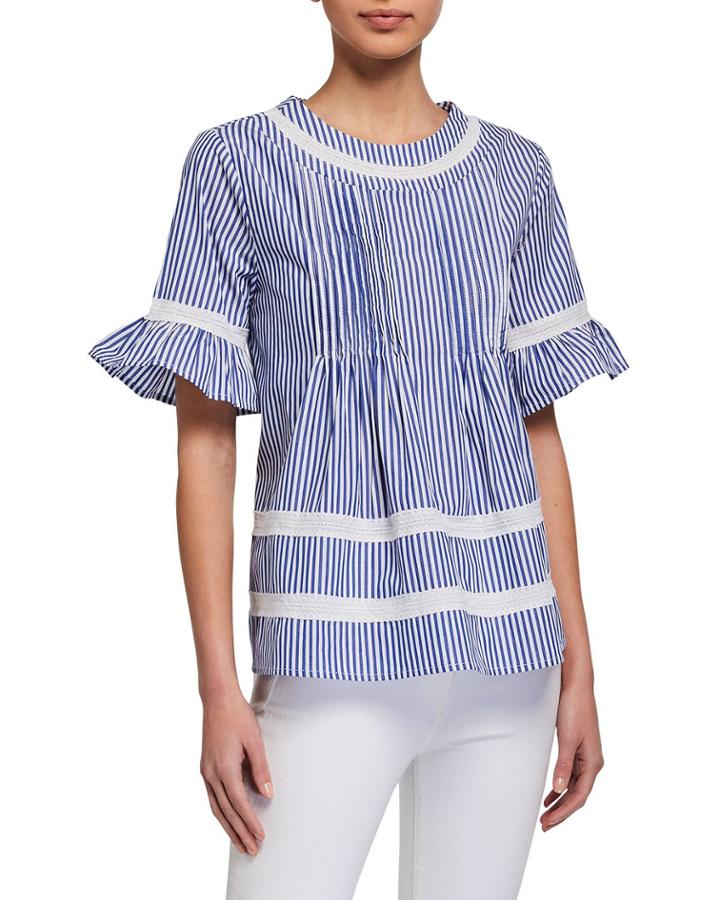 Pintuck Stripe Baby Doll Top