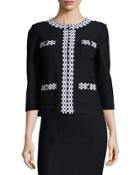 Boucle Check-print Jacket, Black/white